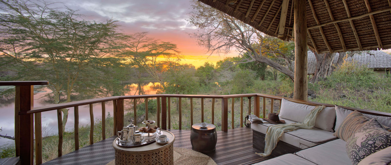 Safari camp at dusk